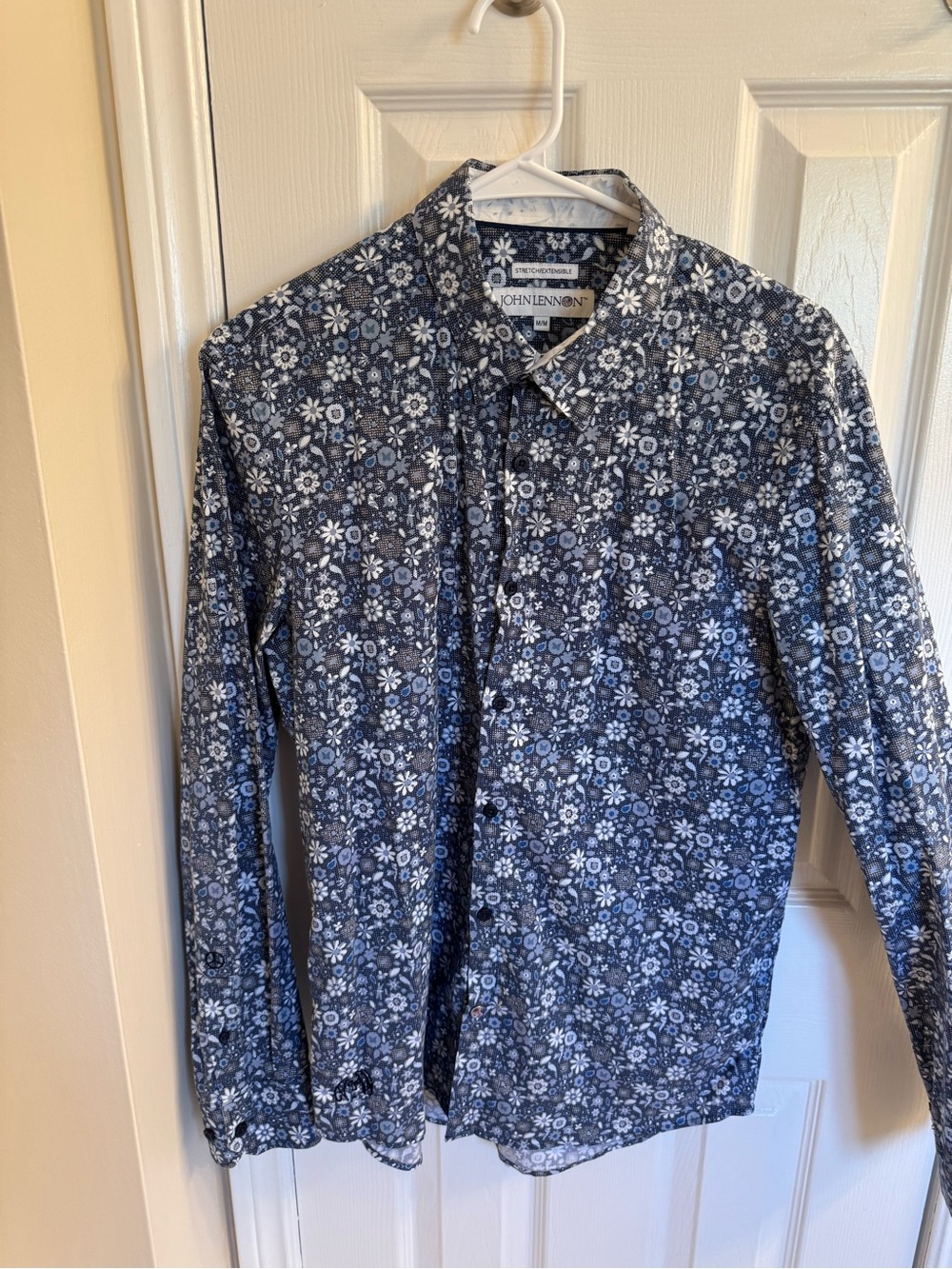 John Lennon Men's Navy Floral Button-Up Shirt